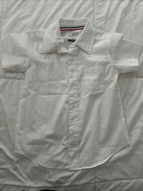French Toast White Short-Sleeve Button-Down Shirt for Kids
